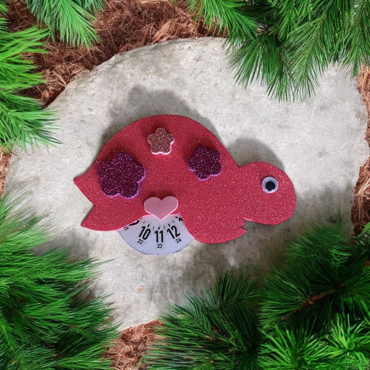 Disco orario a forma di tartaruga simpatico, personalizzabile.