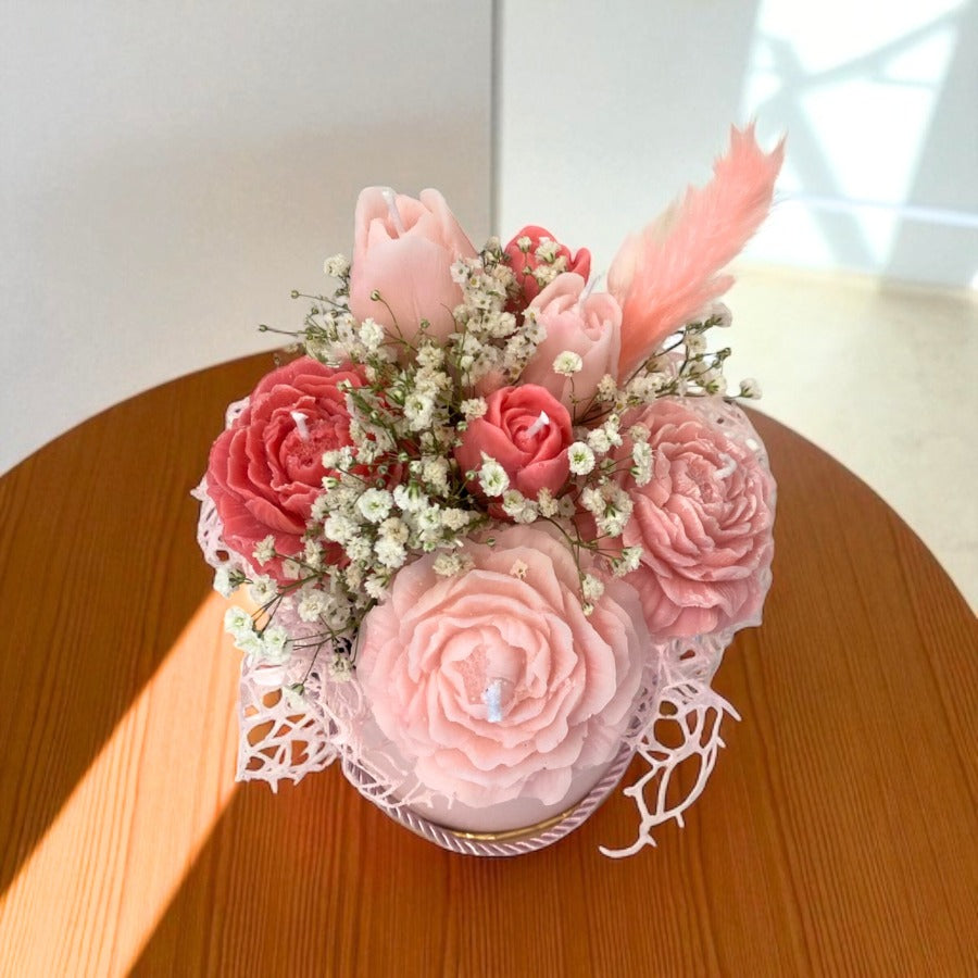 Bouquet con fiori di cera di soia