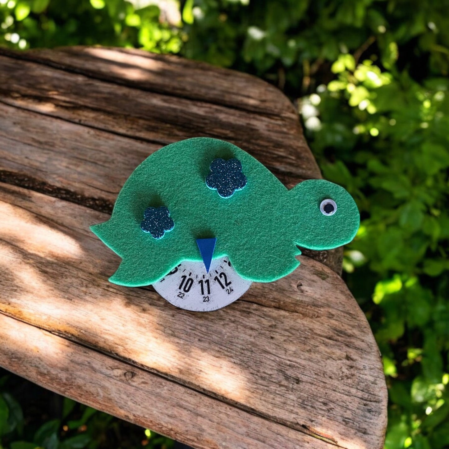 Disco orario a forma di tartaruga simpatico, personalizzabile.