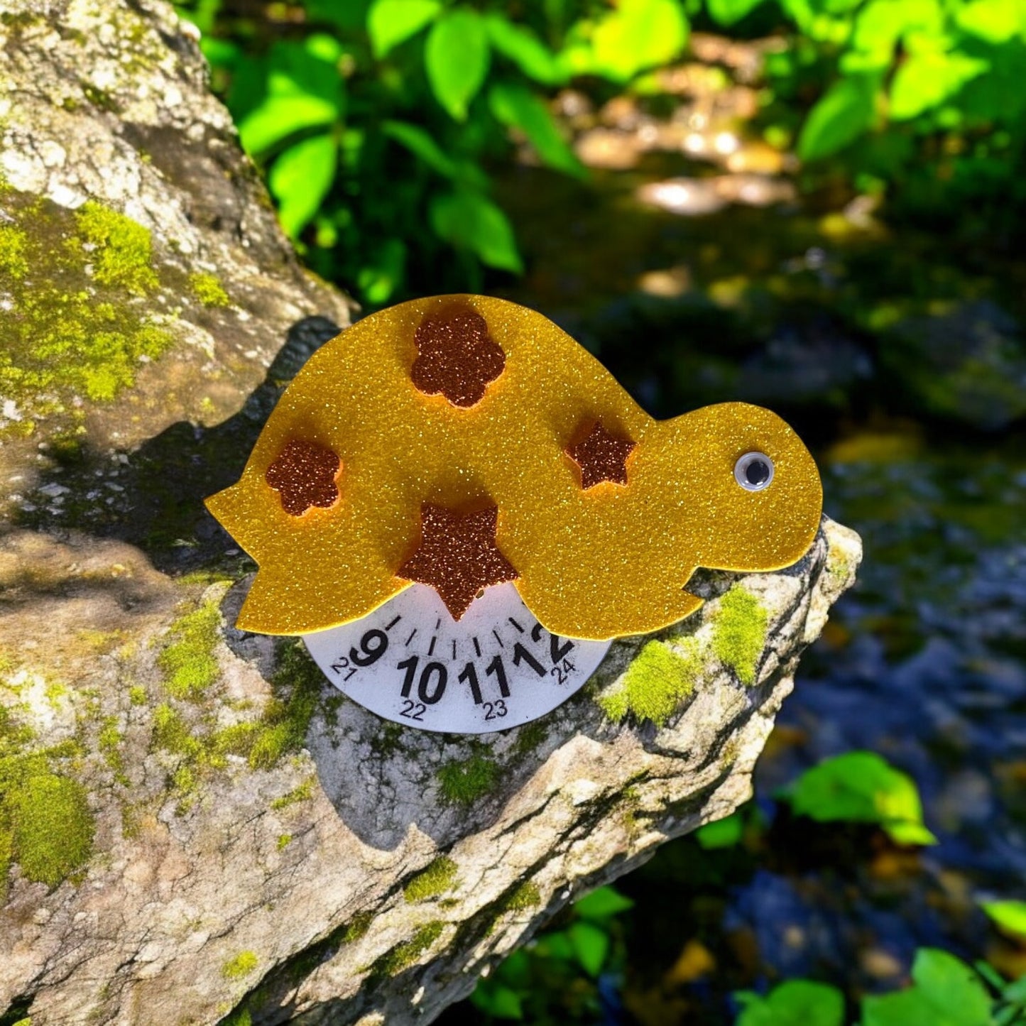 Disco orario a forma di tartaruga simpatico, personalizzabile.