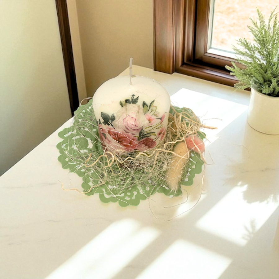 Candela con decoupage