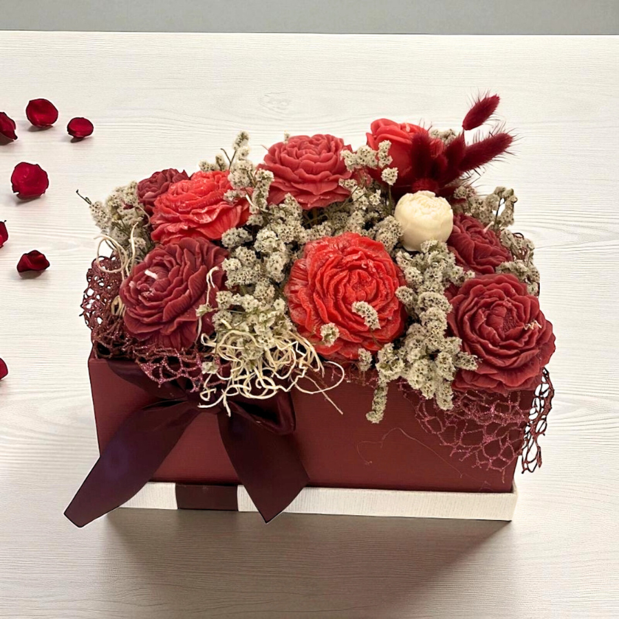 Bouquet con fiori di cera di soia