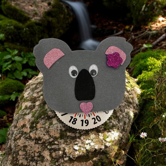 Disco orario a forma di koala simpatico, personalizzabile.