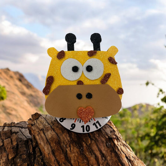 Disco orario a forma di giraffa simpatico, personalizzabili.