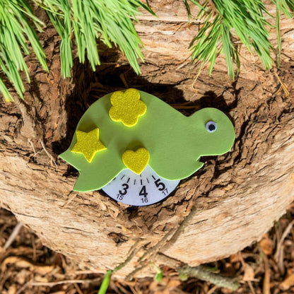 Disco orario a forma di tartaruga simpatico, personalizzabile.