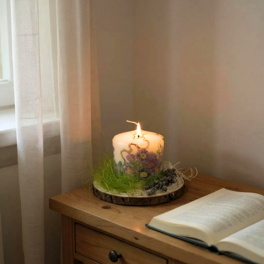 Candela con decoupage